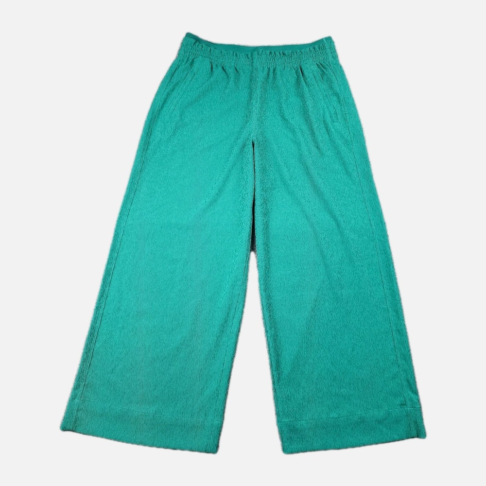 Athleta 10 Emerald Green Echo Wide Leg Crop Pants Leisure‎ Travel Lounge Resort